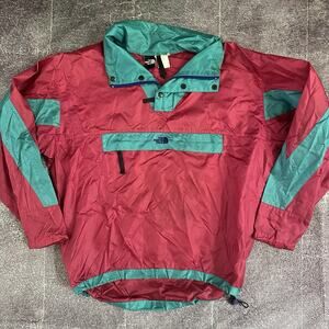 Men's Vintage 90's The North Face Pink Teal Color Block Windbreaker Jacket Sz L